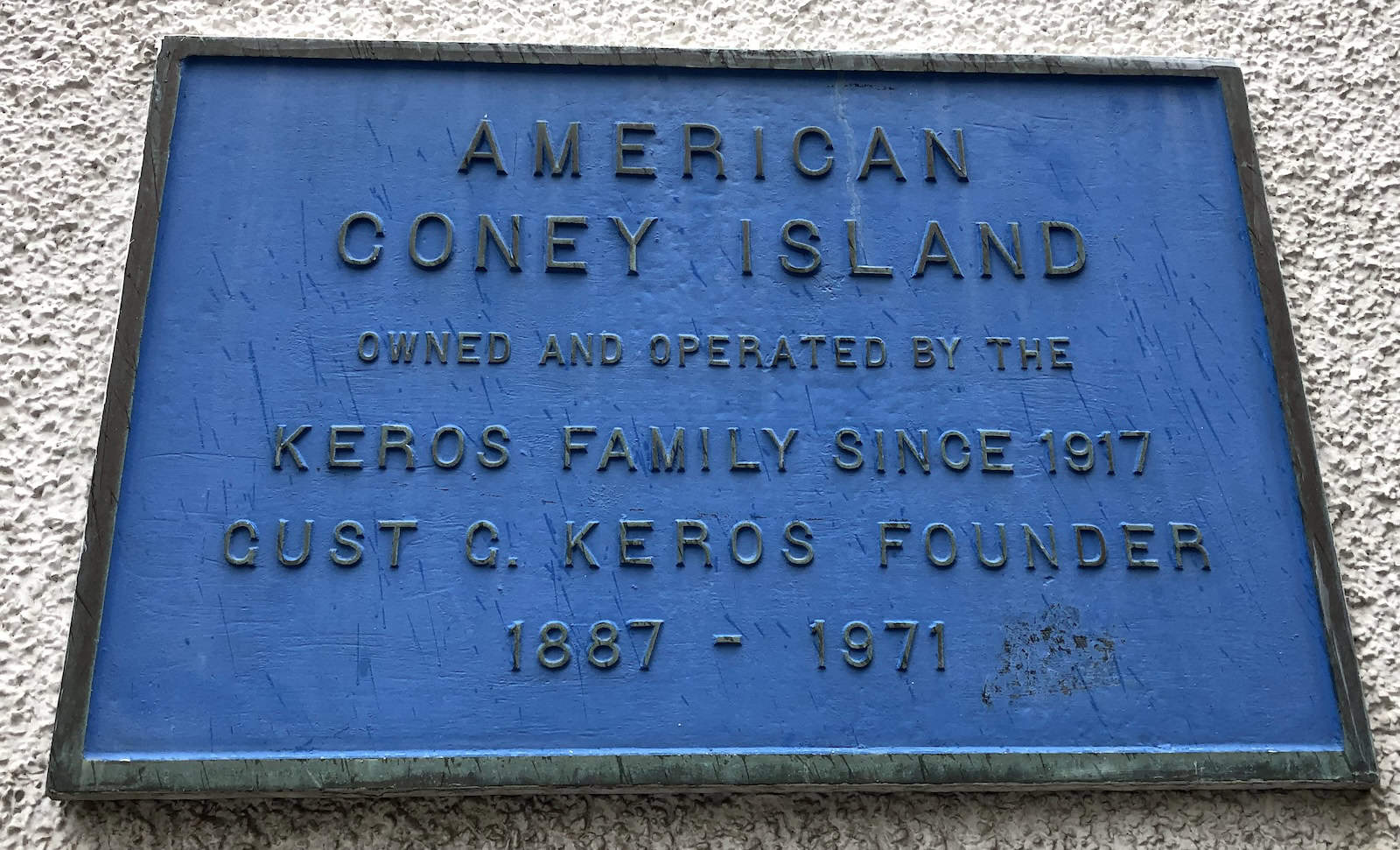 Commemorative plaque at American Coney Island