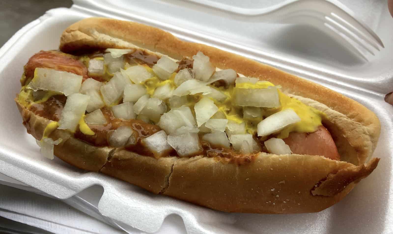 Coney Island dog at Lafayette Coney Island in Detroit, Michigan