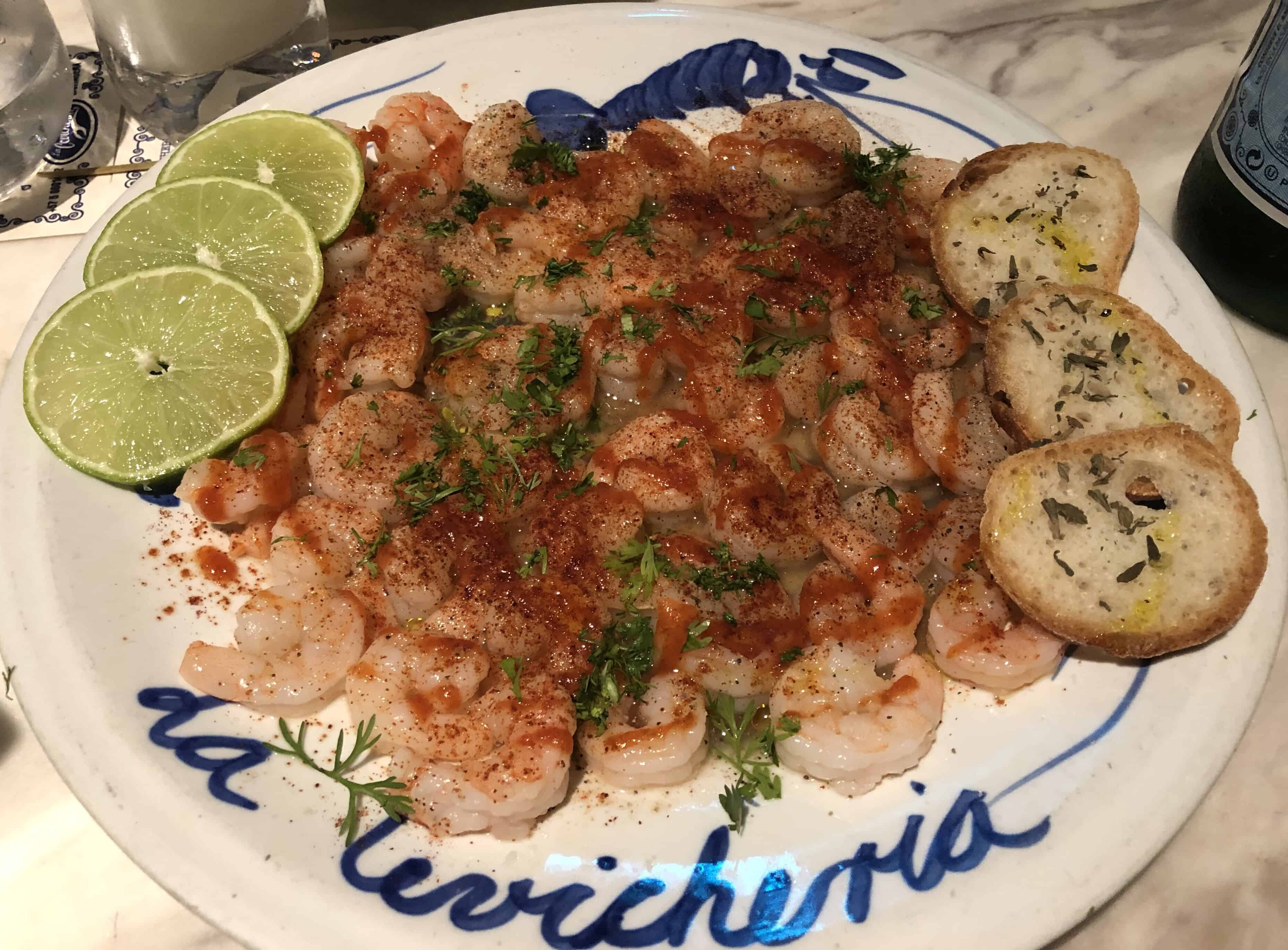 Devil's shrimp at La Cevichería in Cartagena, Colombia