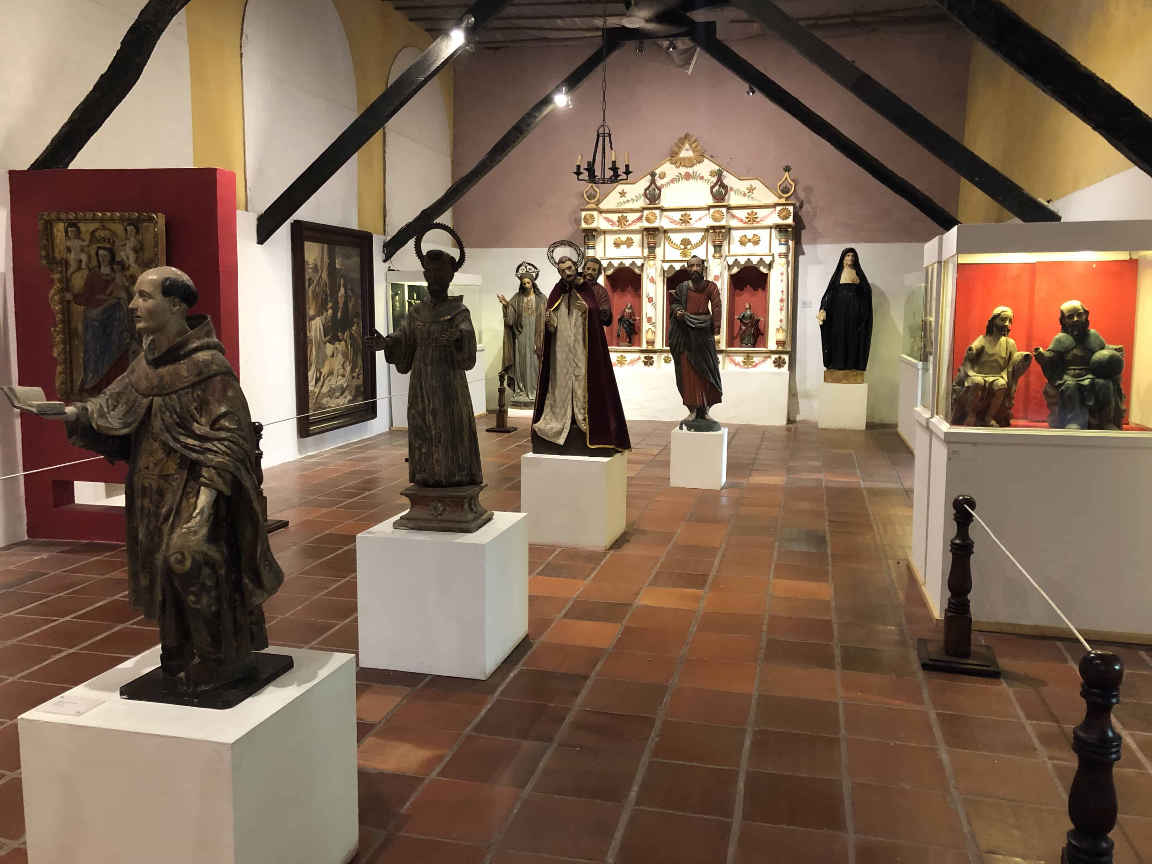 Religious art collection at the Sanctuary of San Pedro Claver Museum in Cartagena, Colombia