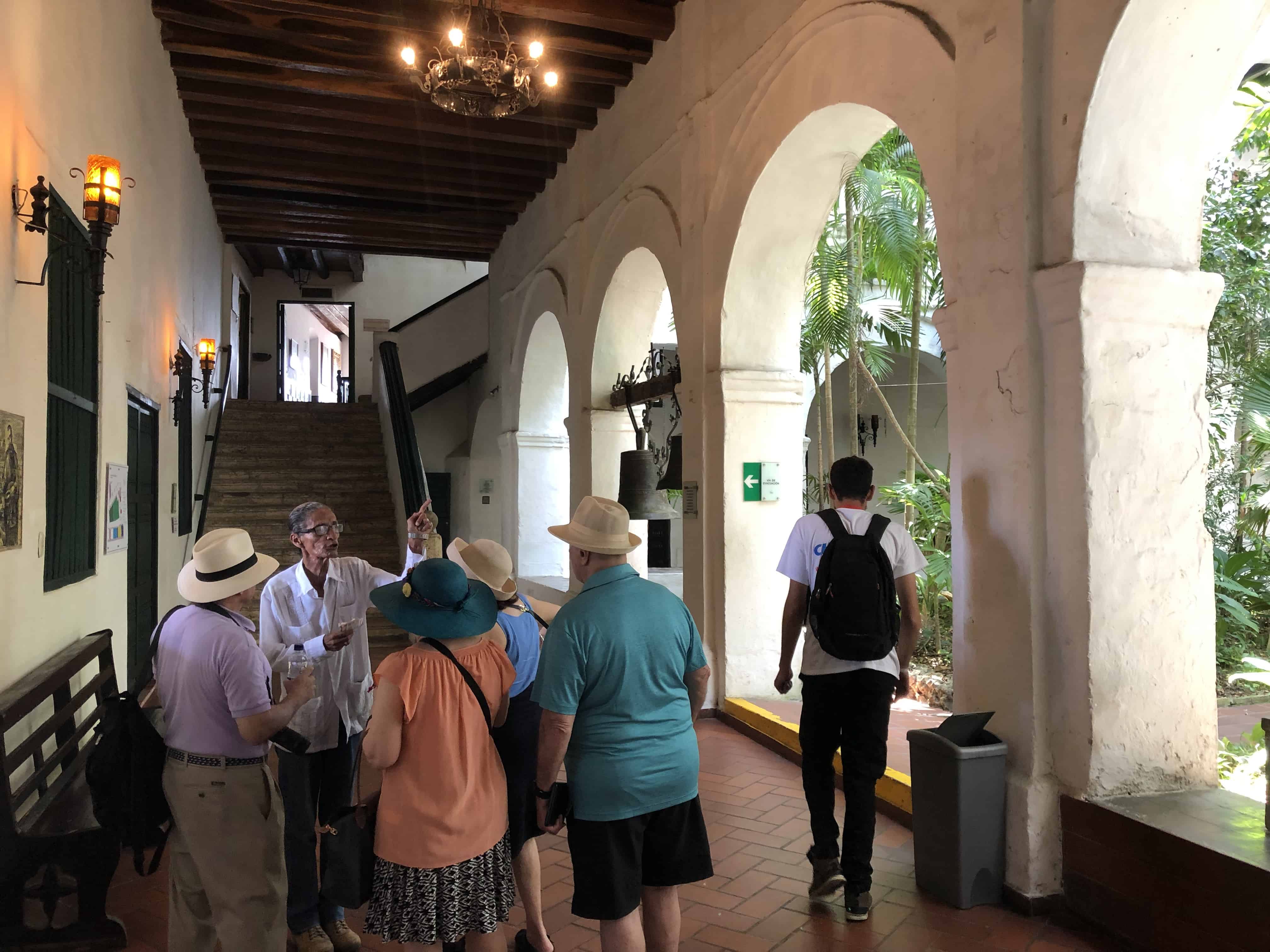 Inside the entrance at the Sanctuary of San Pedro Claver Museum in Cartagena, Colombia
