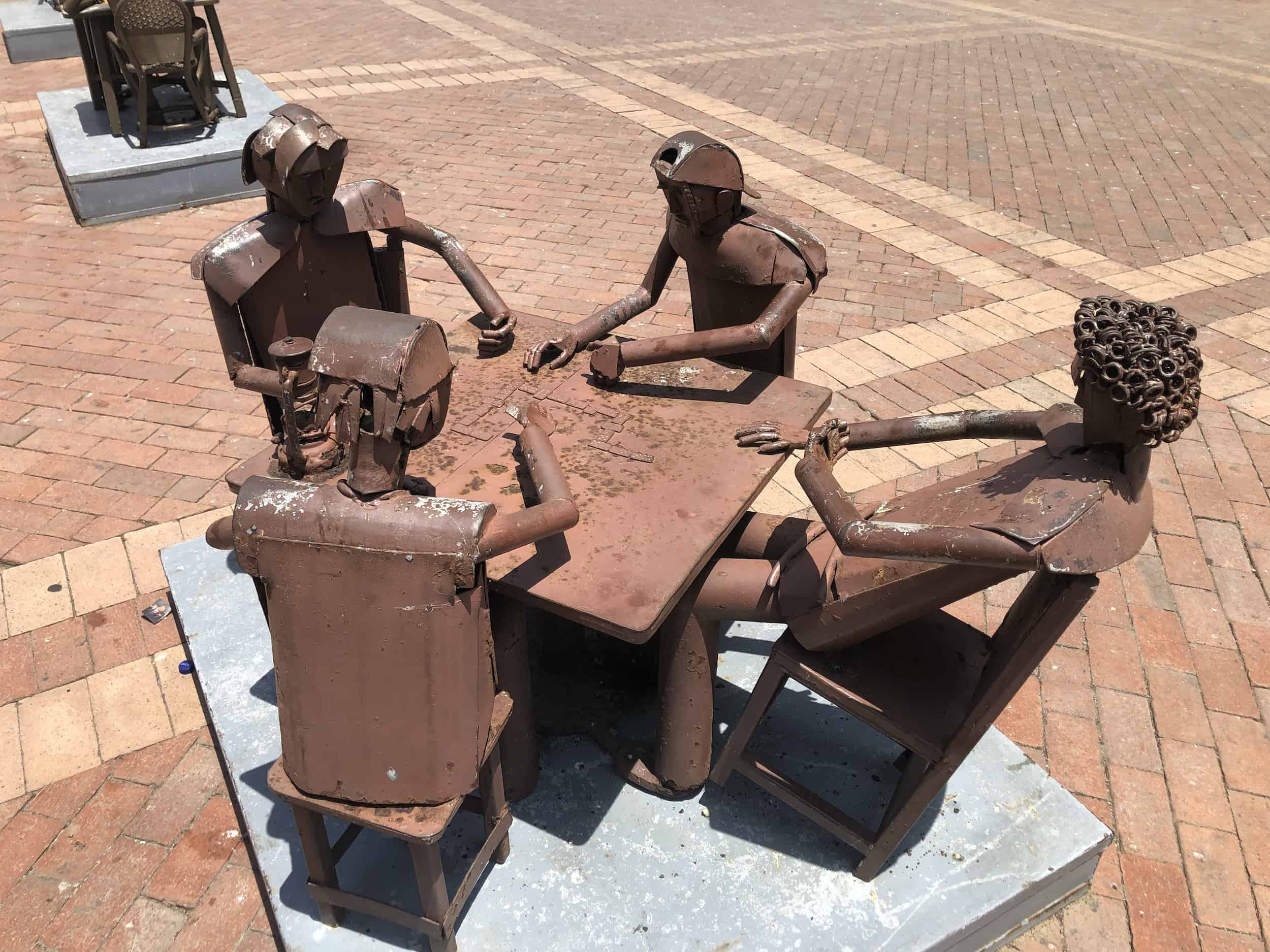 Sculpture by Edgardo Carmona in Plaza de San Pedro Claver in Cartagena, Colombia