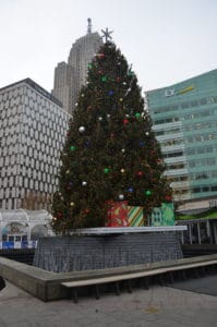 Christmas tree at Campus Martius in Detroit, Michigan