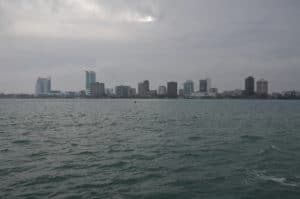 View of Windsor at Hart Plaza in Detroit, Michigan