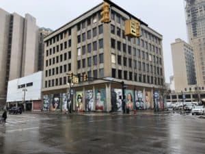 Building with murals in Detroit, Michigan