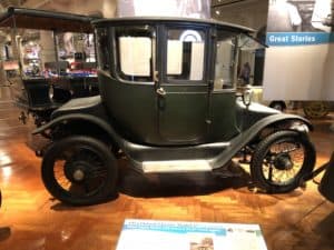 1914 Detroit Electric Model 47 brougham driven by Clara Ford at The Henry Ford Museum of American Innovation in Dearborn, Michigan
