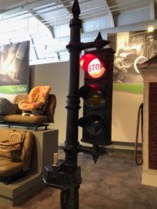 The world's first traffic light at The Henry Ford Museum of American Innovation in Dearborn, Michigan