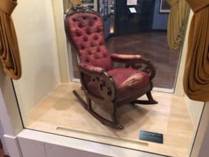 Abraham Lincoln's chair from Ford's Theatre at The Henry Ford Museum of American Innovation in Dearborn, Michigan