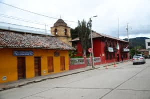 Buildings on the plaza in La Calera, Cundinamarca, Colombia