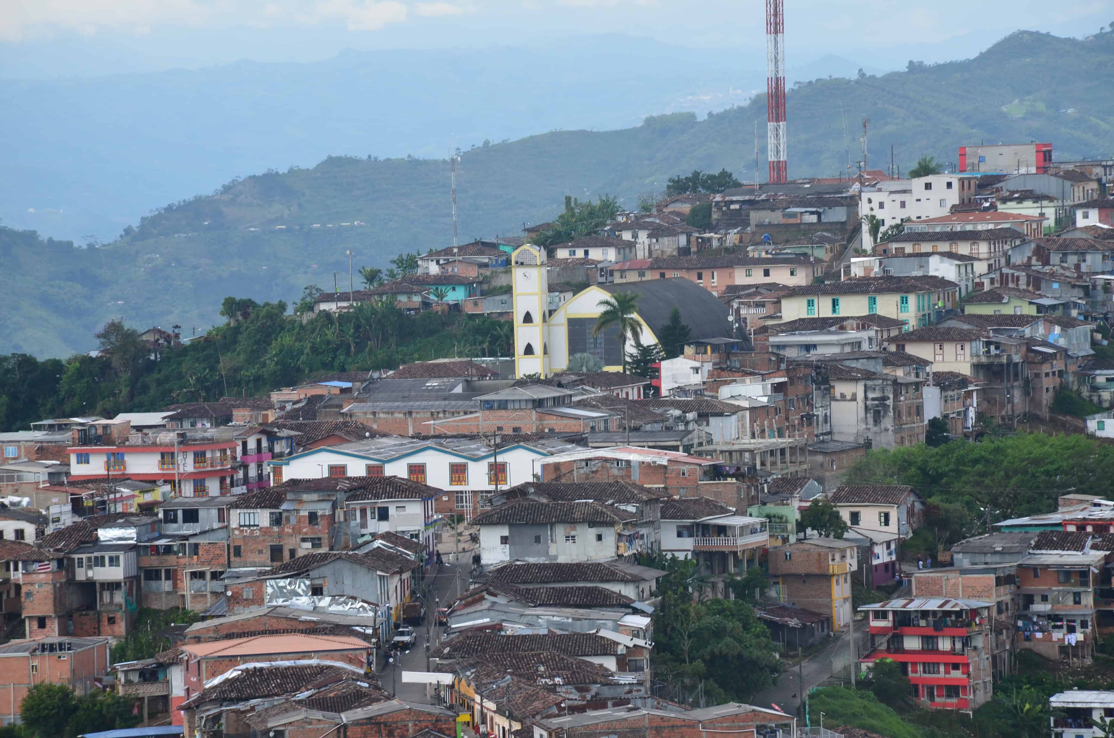 View of Belalcázar from Cristo Rey, in Belalcázar, Caldas, Colombia