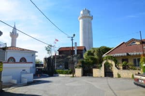 Mosque and lighthouse at Anadolu Feneri in Istanbul, Turkey