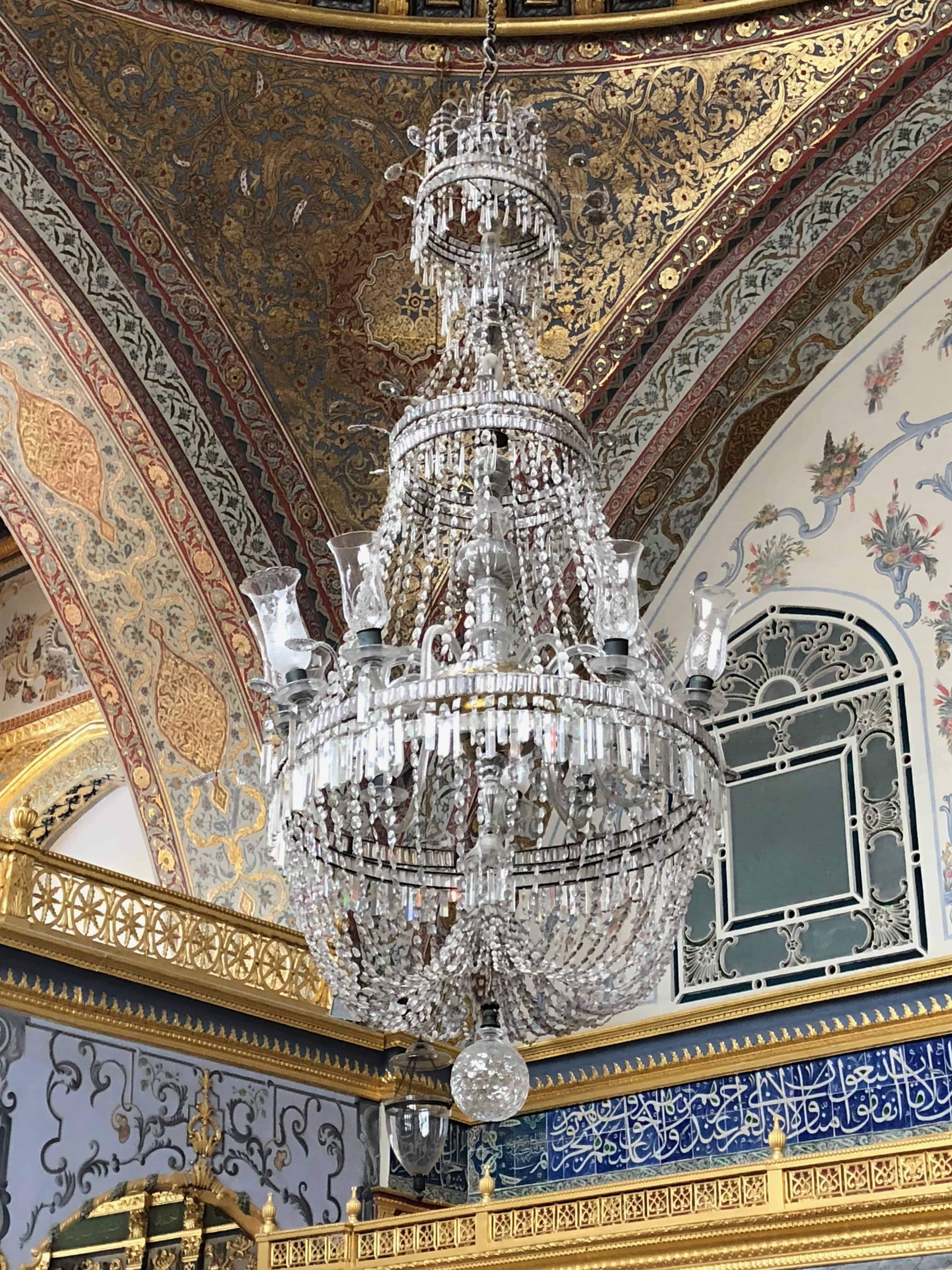 Chandelier in the Imperial Hall in the Imperial Harem at Topkapi Palace in Istanbul, Turkey