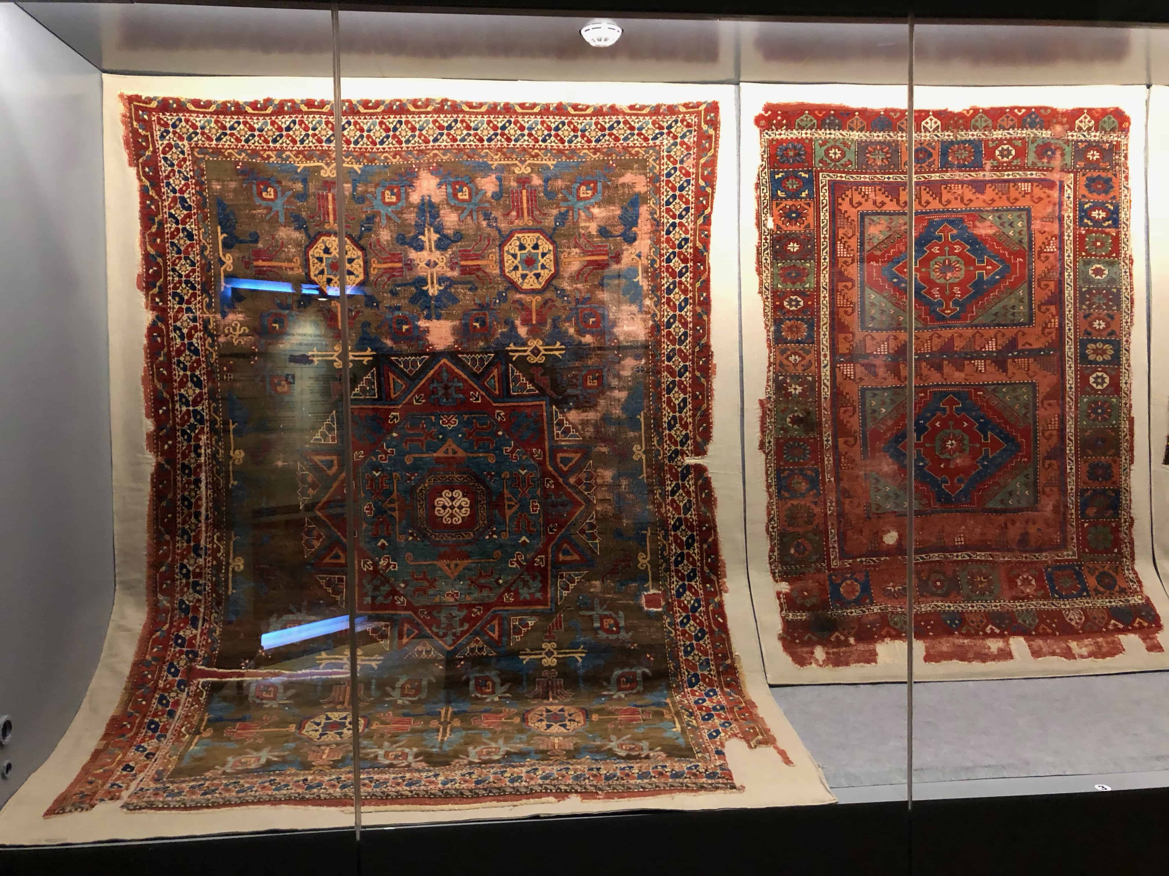 Carpets in the first gallery at the Carpet Museum in Istanbul, Turkey