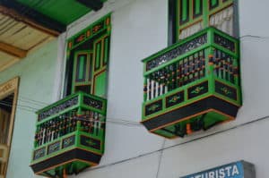 Balconies on Calle Real in Santuario, Risaralda, Colombia