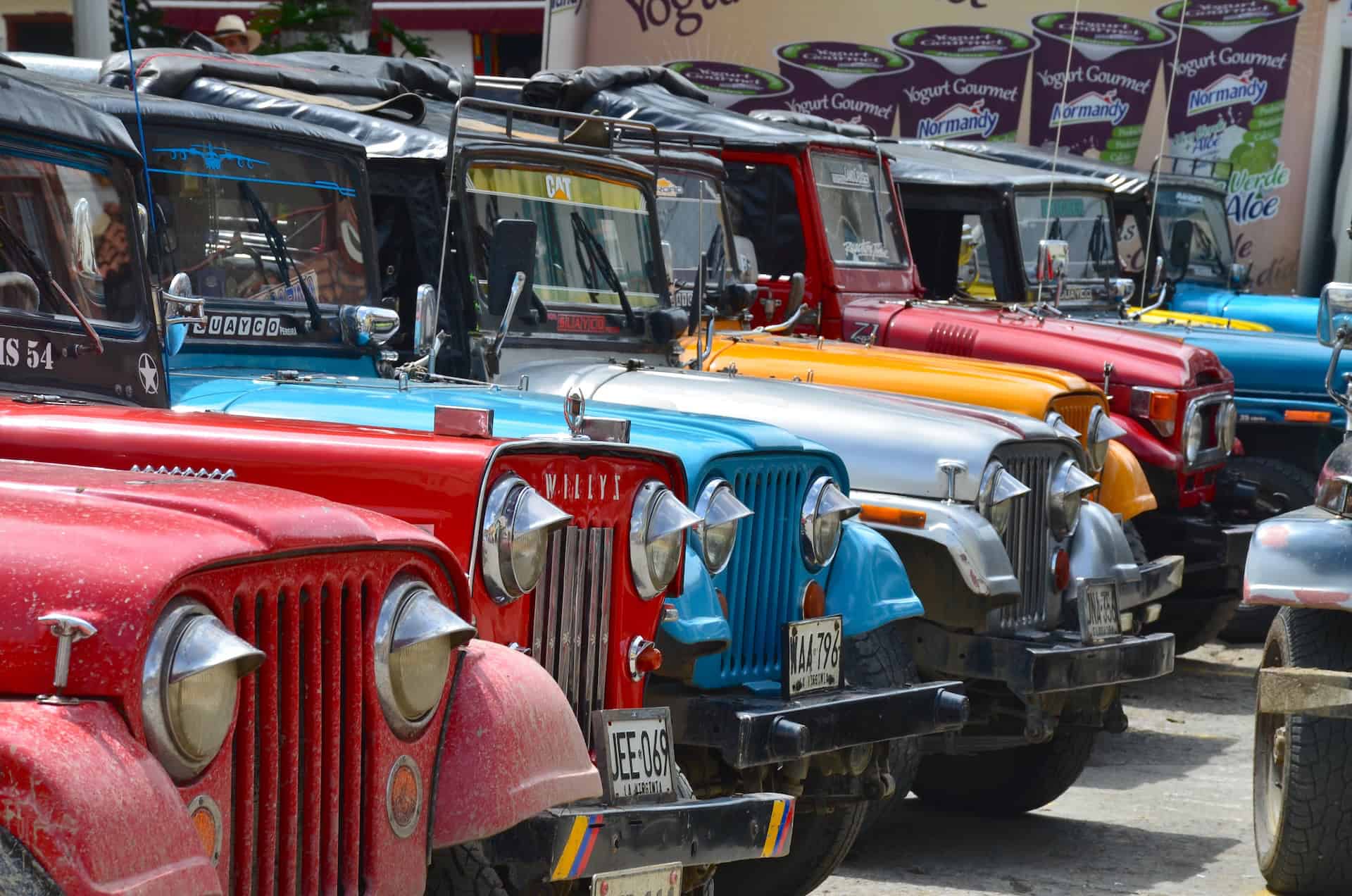 Jeeps in the plaza in Santuario, Risaralda, Colombia