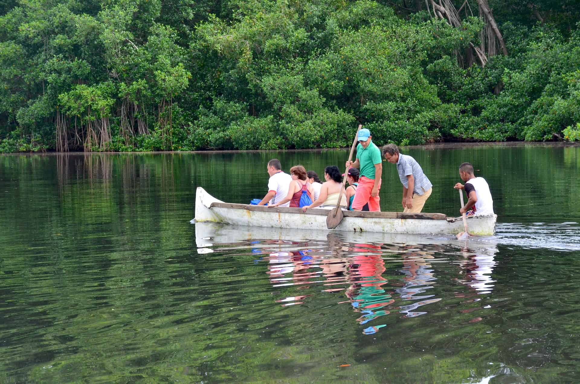 Tourists on the lagoon at Ciénaga de la Caimanera in Coveñas, Sucre, Colombia