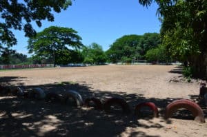 Football field along the Albarrada in Mompox, Bolívar, Colombia