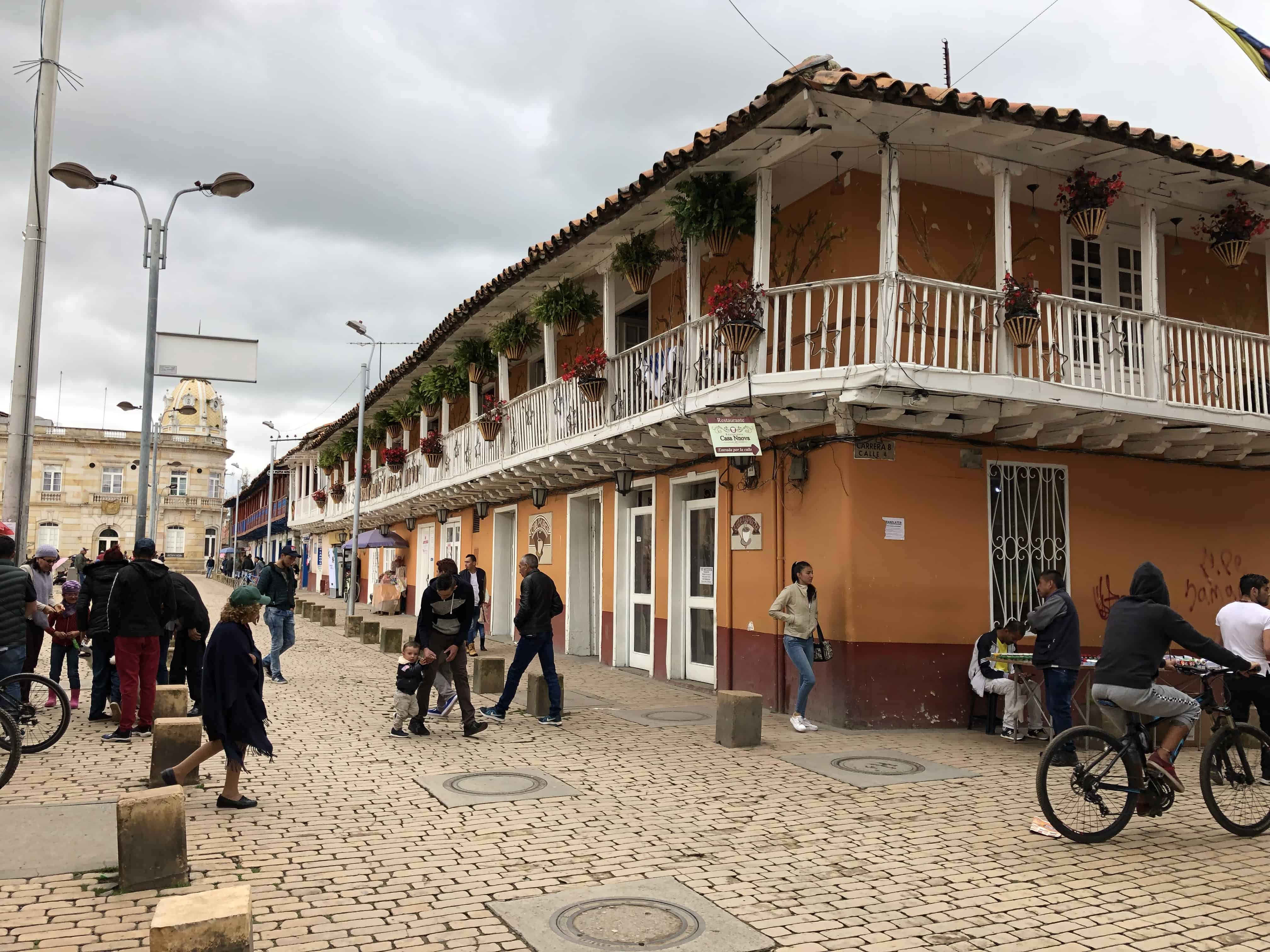 Colonial buildings on the main plaza in Zipaquirá, Cundinamarca, Colombia