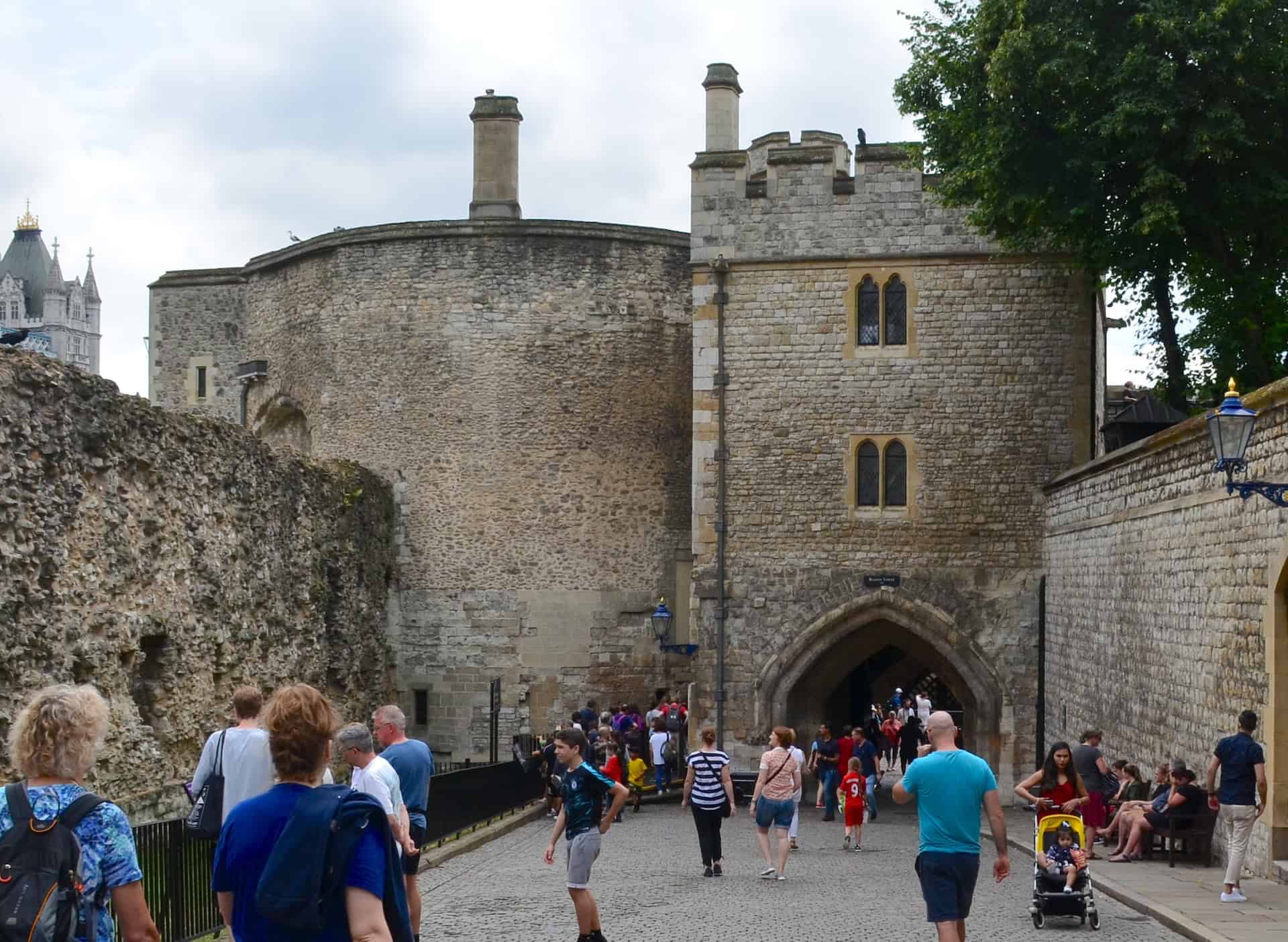 Wakefield Tower (left) and Bloody Tower (right) in the Inner Ward of the Tower of London in London, England