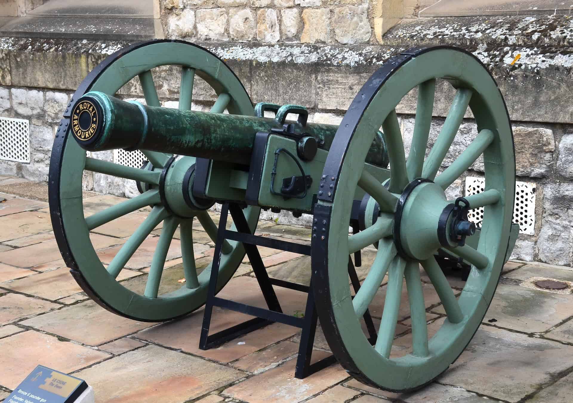 Bronze six pounder gun (July 14, 1813) on display outside the Jewel House 