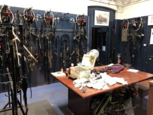 Harness maker's workshop at the Royal Mews at Buckingham Palace in London, England