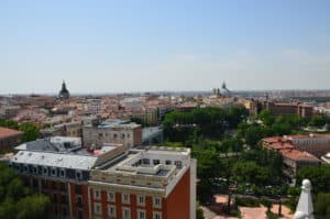 Looking south from the Almudena Cathedral in Madrid, Spain