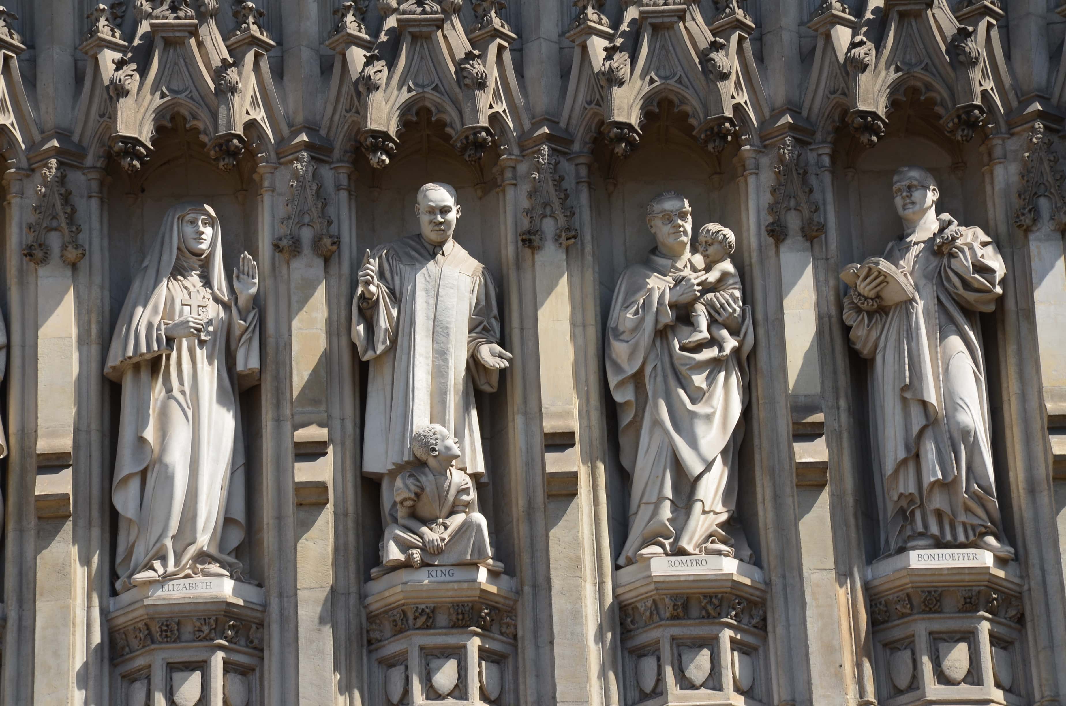 Statues of Christian martyrs at Westminster Abbey in London, England