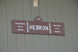 Sign on the Panhandle Depot in Hebron, Indiana