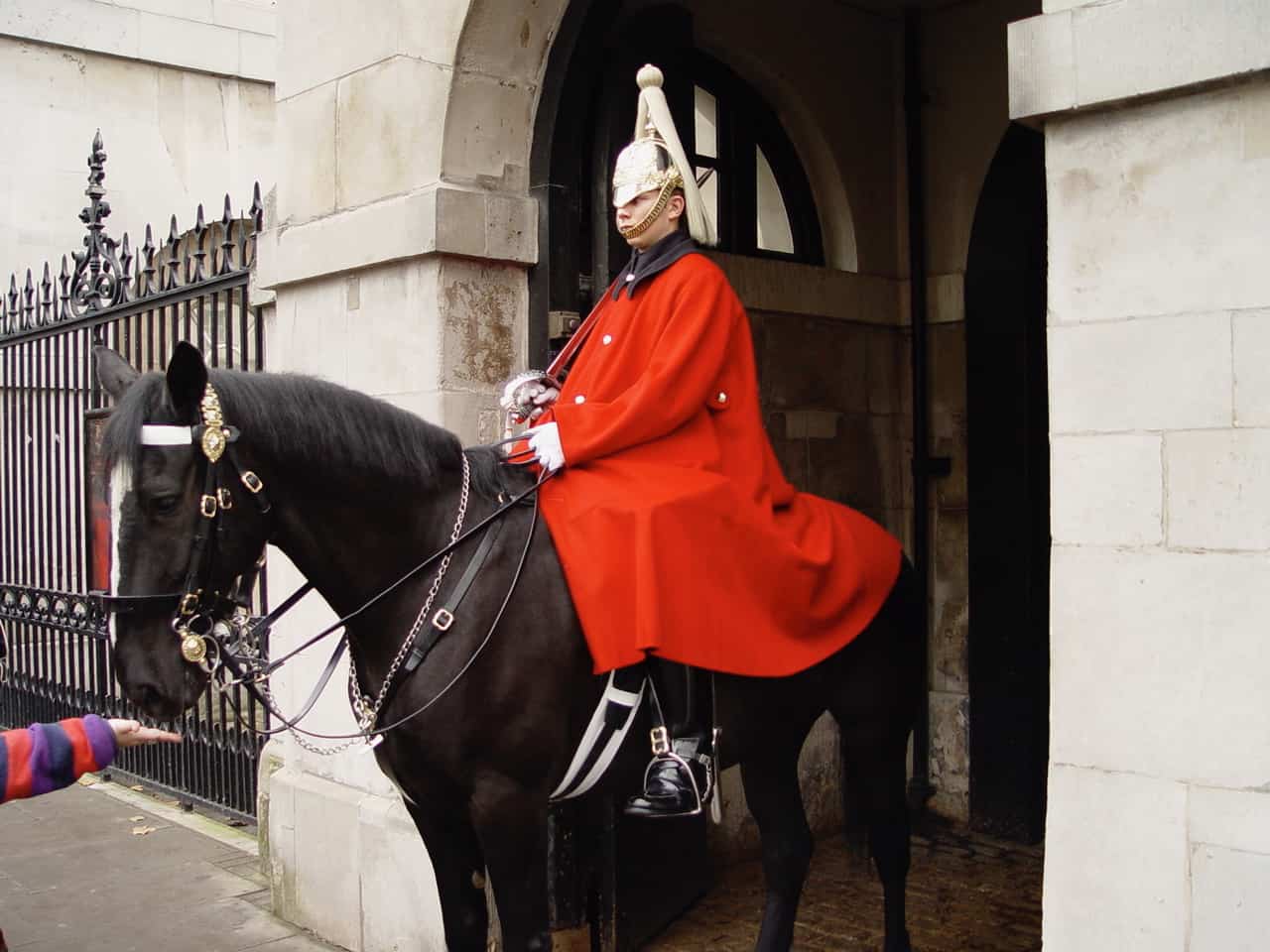 Mounted trooper from the King's Life Guard in Westminster, London, England