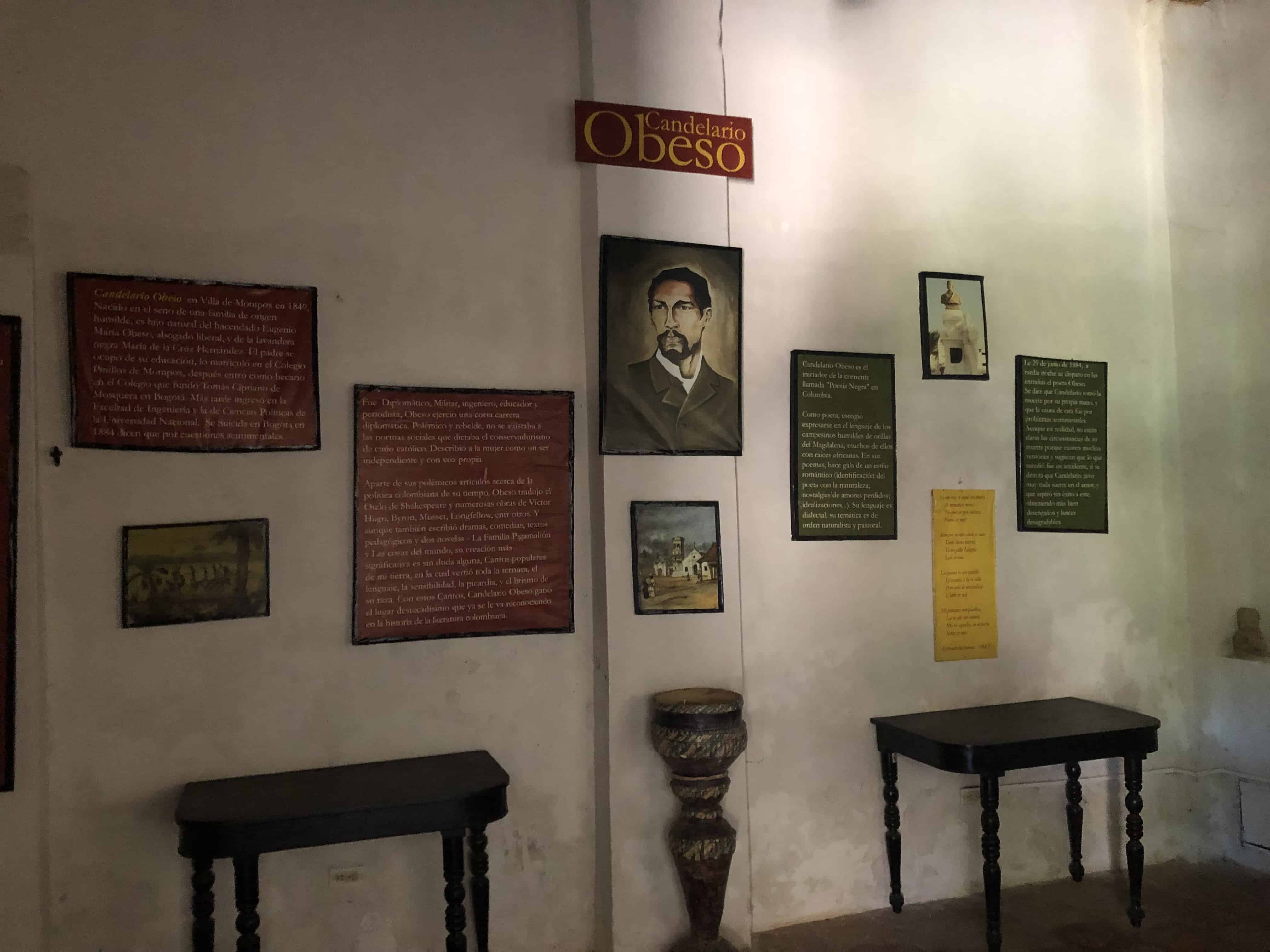 Room dedicated to Candelario Obeso in the Cultural Center of Mompox, Bolívar, Colombia