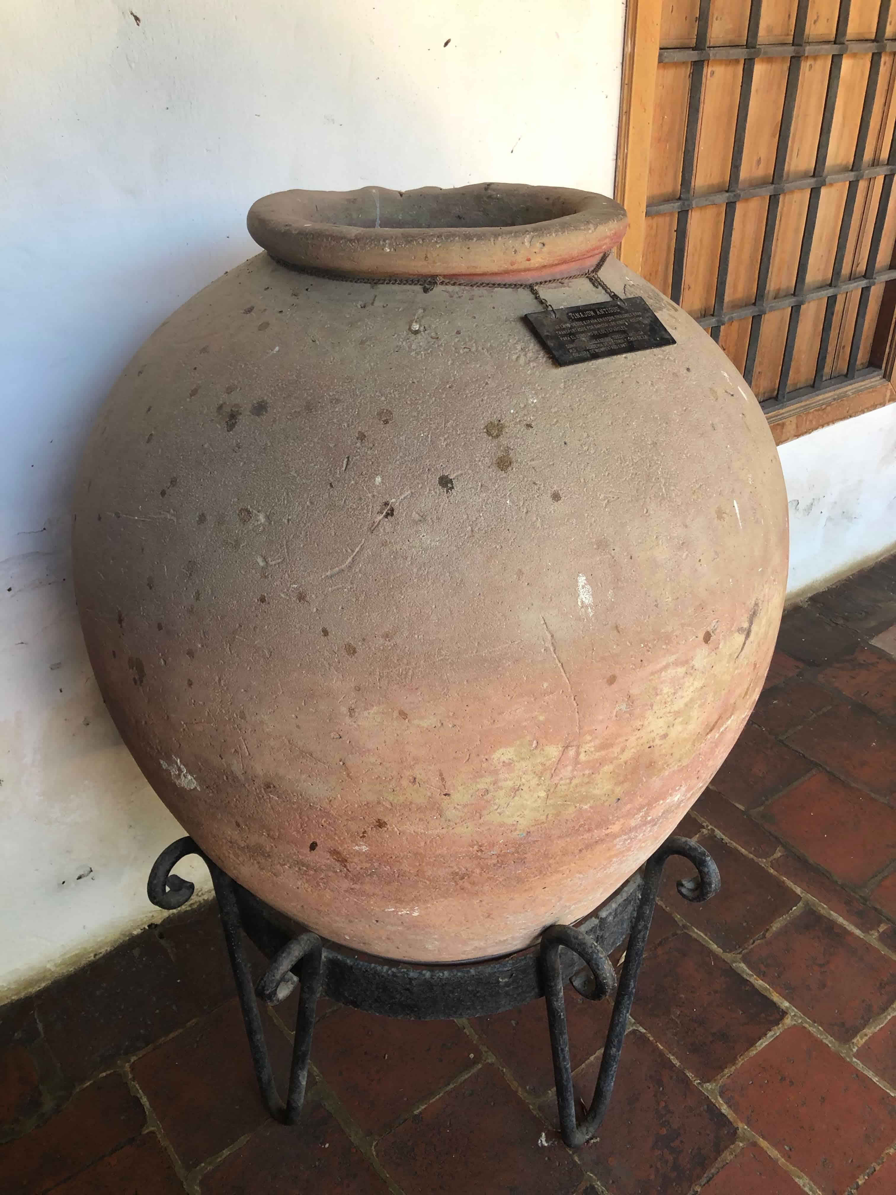Large clay jug from Spain in the Cultural Center of Mompox, Bolívar, Colombia