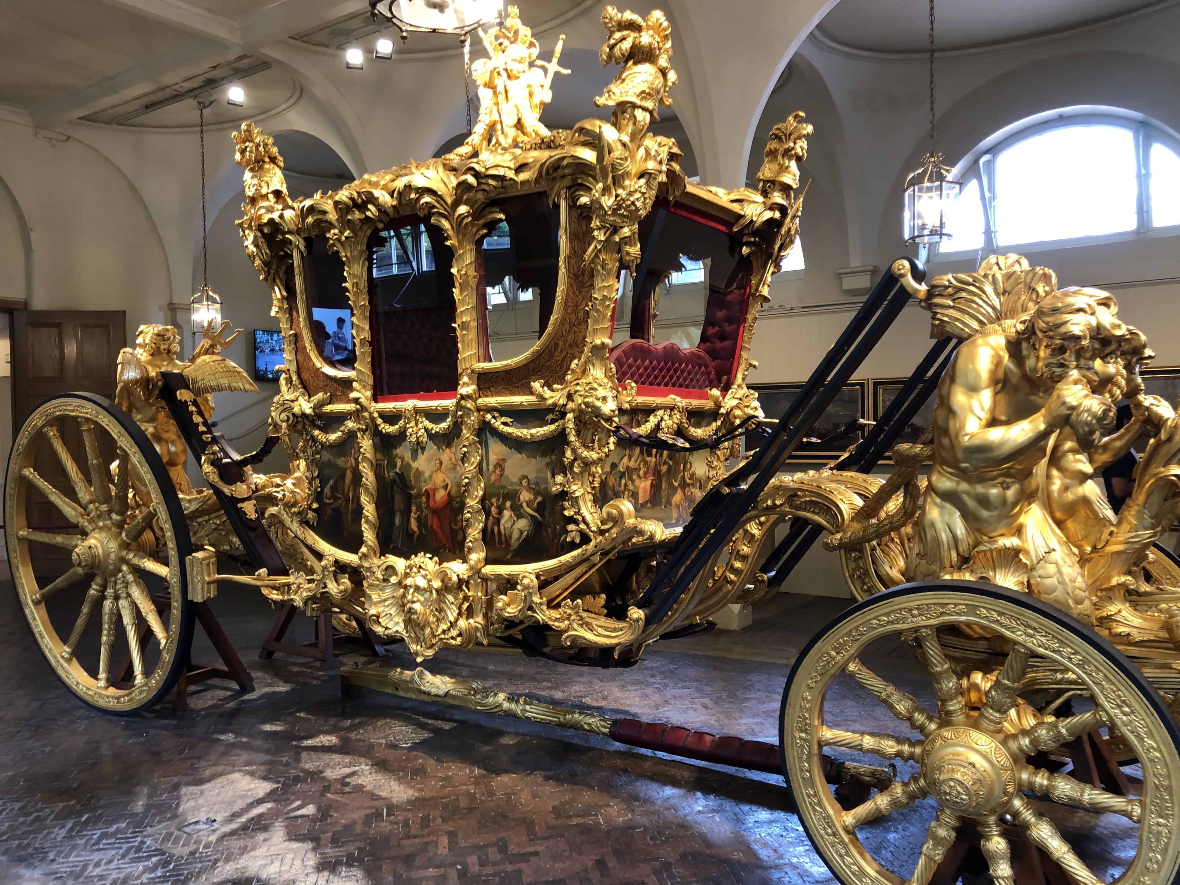 Gold State Coach at the Royal Mews in London, England