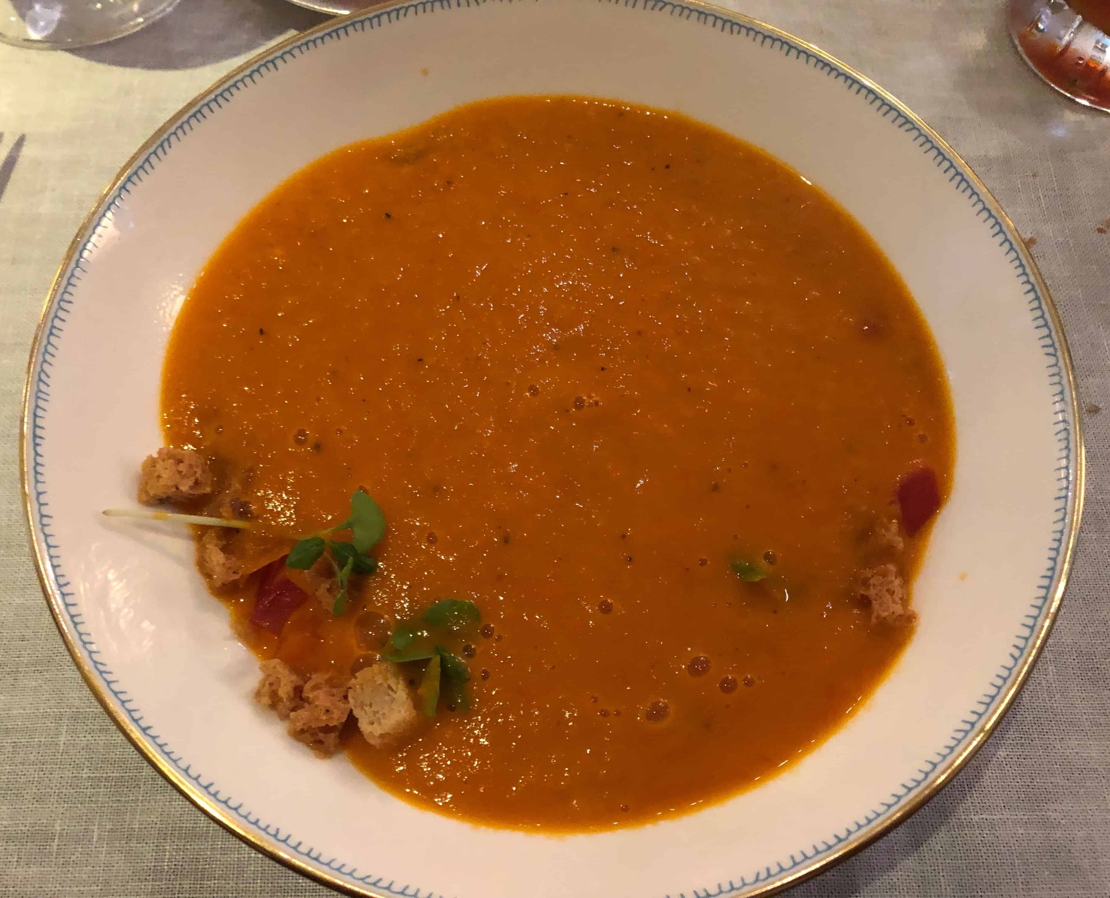 Tomato soup at Ham Yard Bar & Restaurant