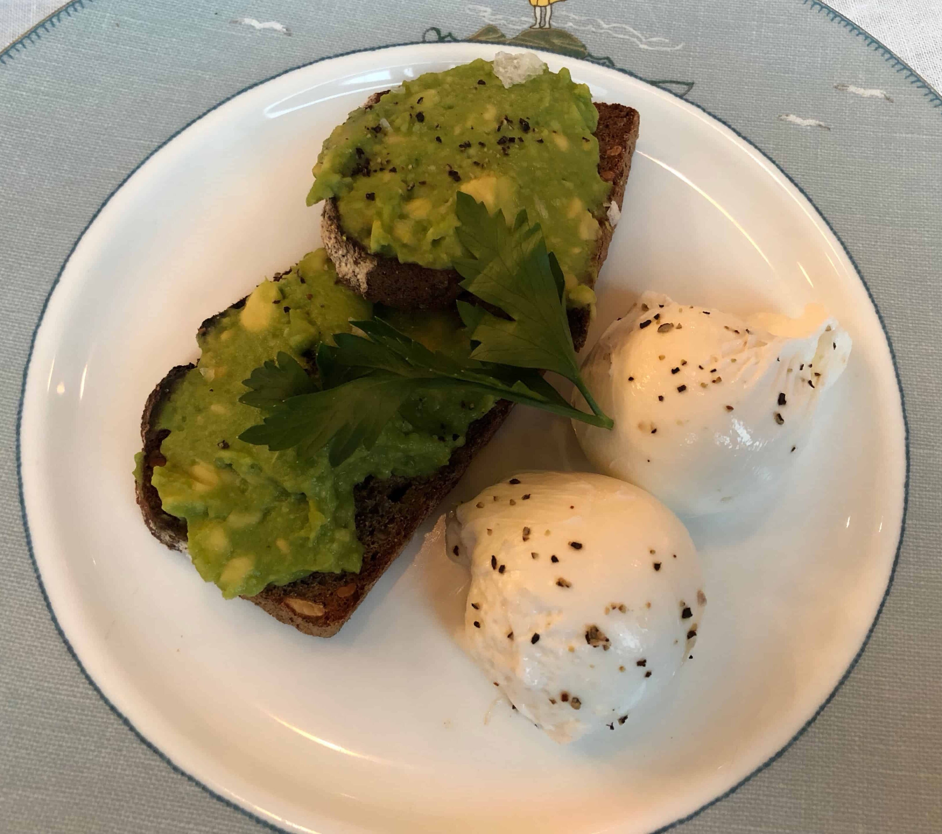 Poached eggs with avocado toast at Ham Yard Bar & Restaurant in London, England