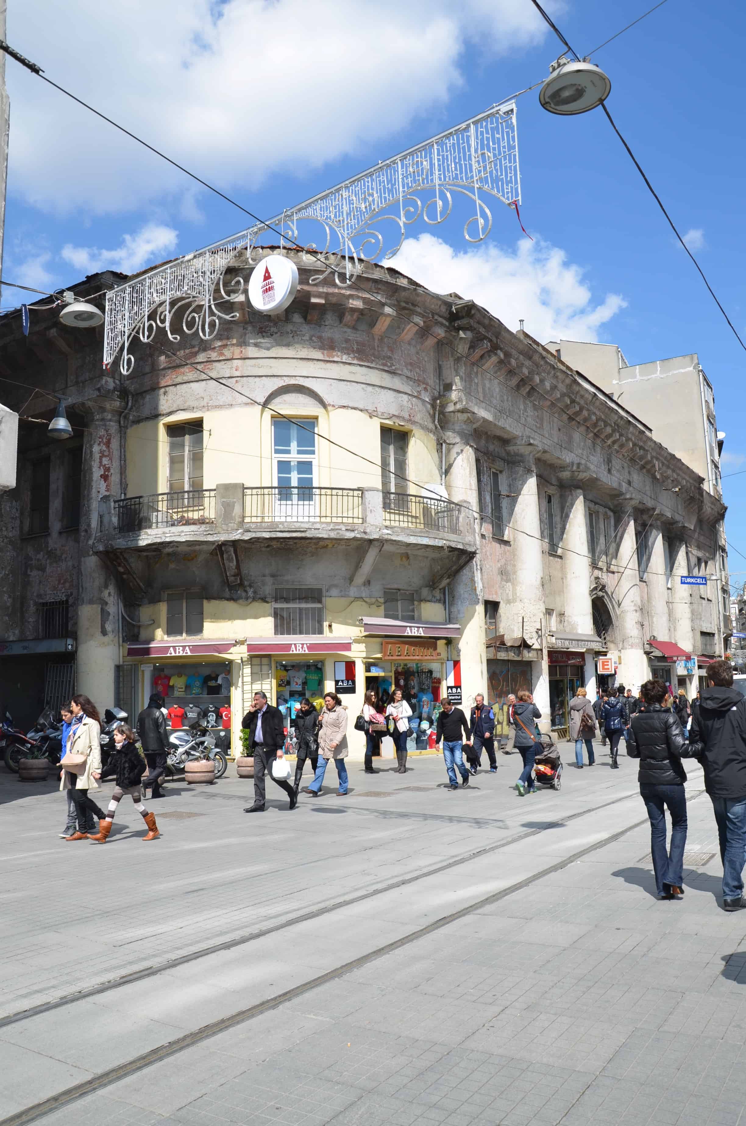 Narmalı Han before restoration in April 2012 on Istiklal Street in Istanbul, Turkey