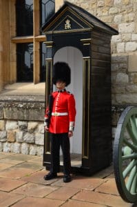 Queen's Guard in the Inner Ward of the Tower of London in London, England