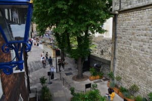 View from outside the Bloody Tower in the Inner Ward of the Tower of London in London, England