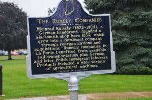 Rumely historical marker in La Porte, Indiana