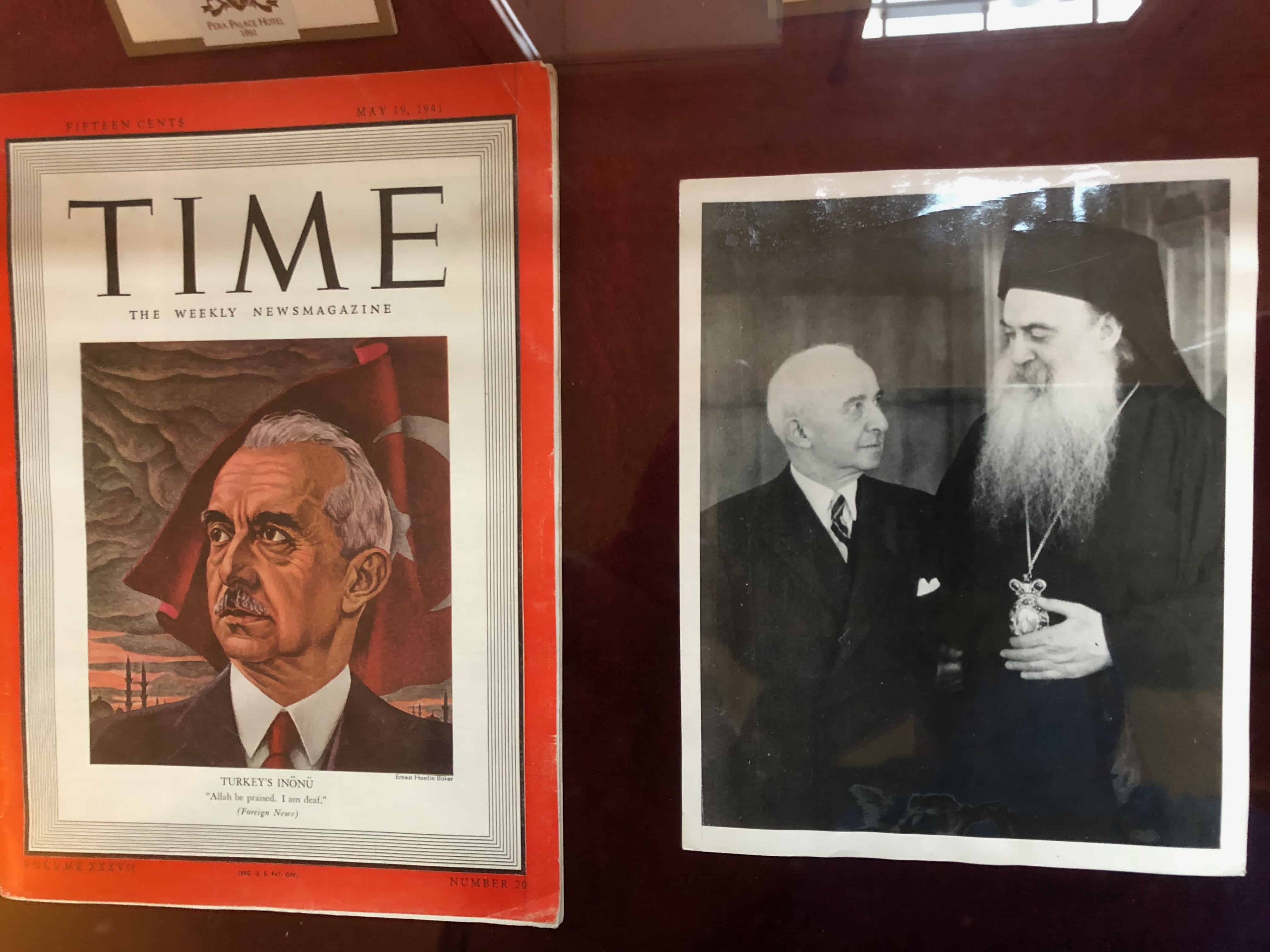 Time Magazine featuring İsmet İnönü (1884-1973) (left) and photo of İnönü with Athenagoras I (1886-1972), Ecumenical Patriarch of Constantinople