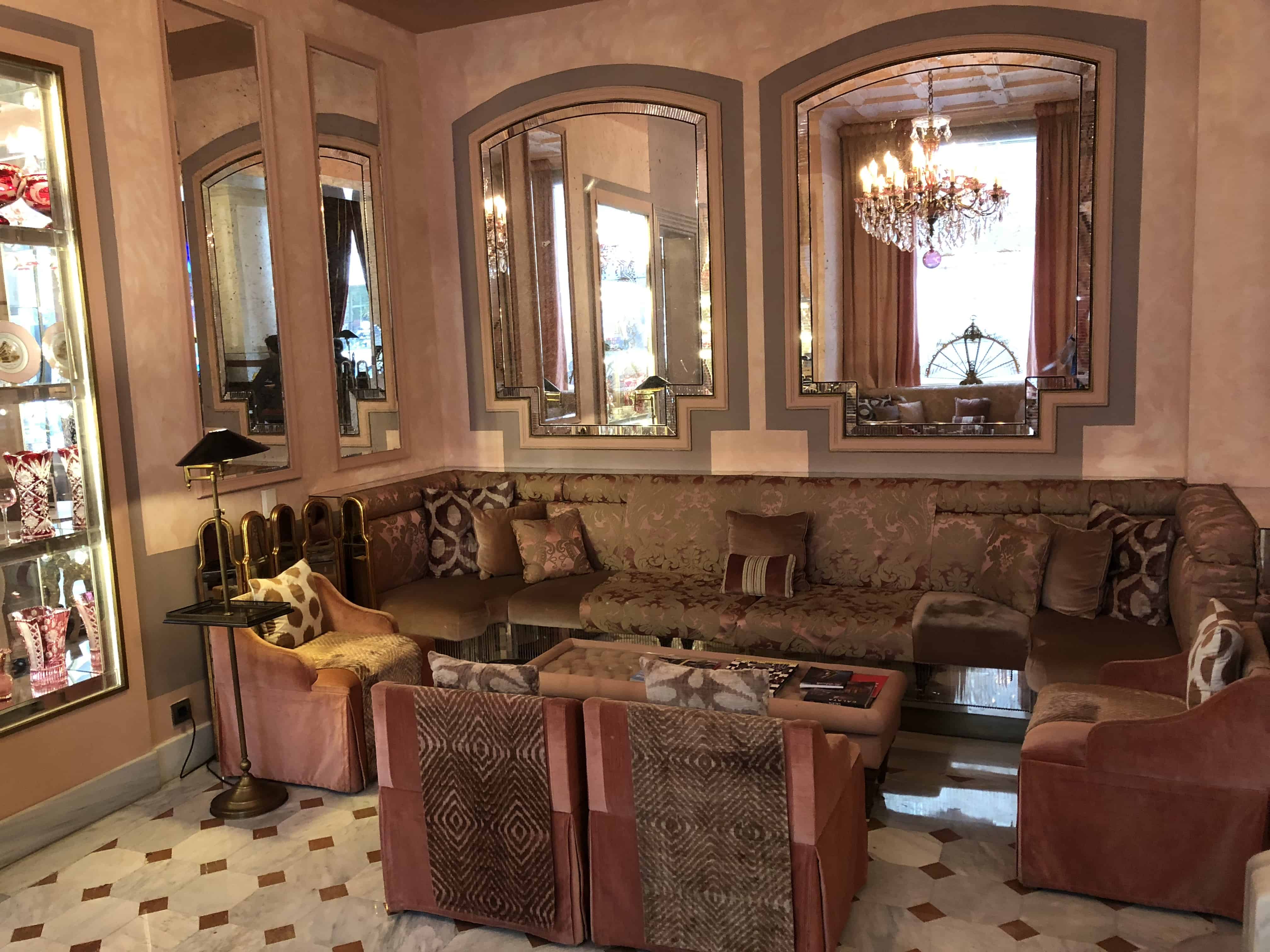 Sitting area at the Patisserie de Pera at the Pera Palace Hotel in Istanbul, Turkey