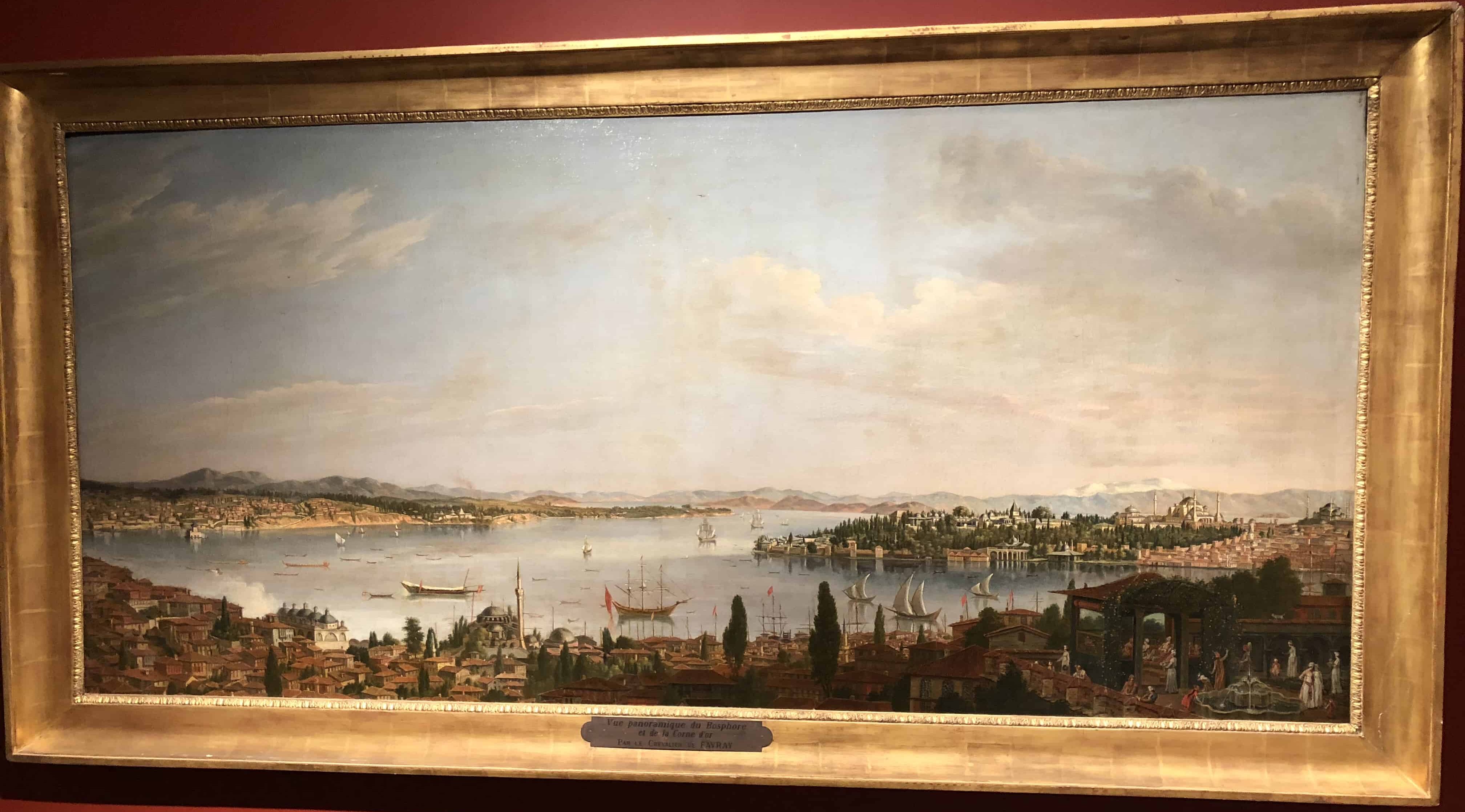 Panoramic view of the Bosporus at the Pera Museum in Istanbul, Turkey