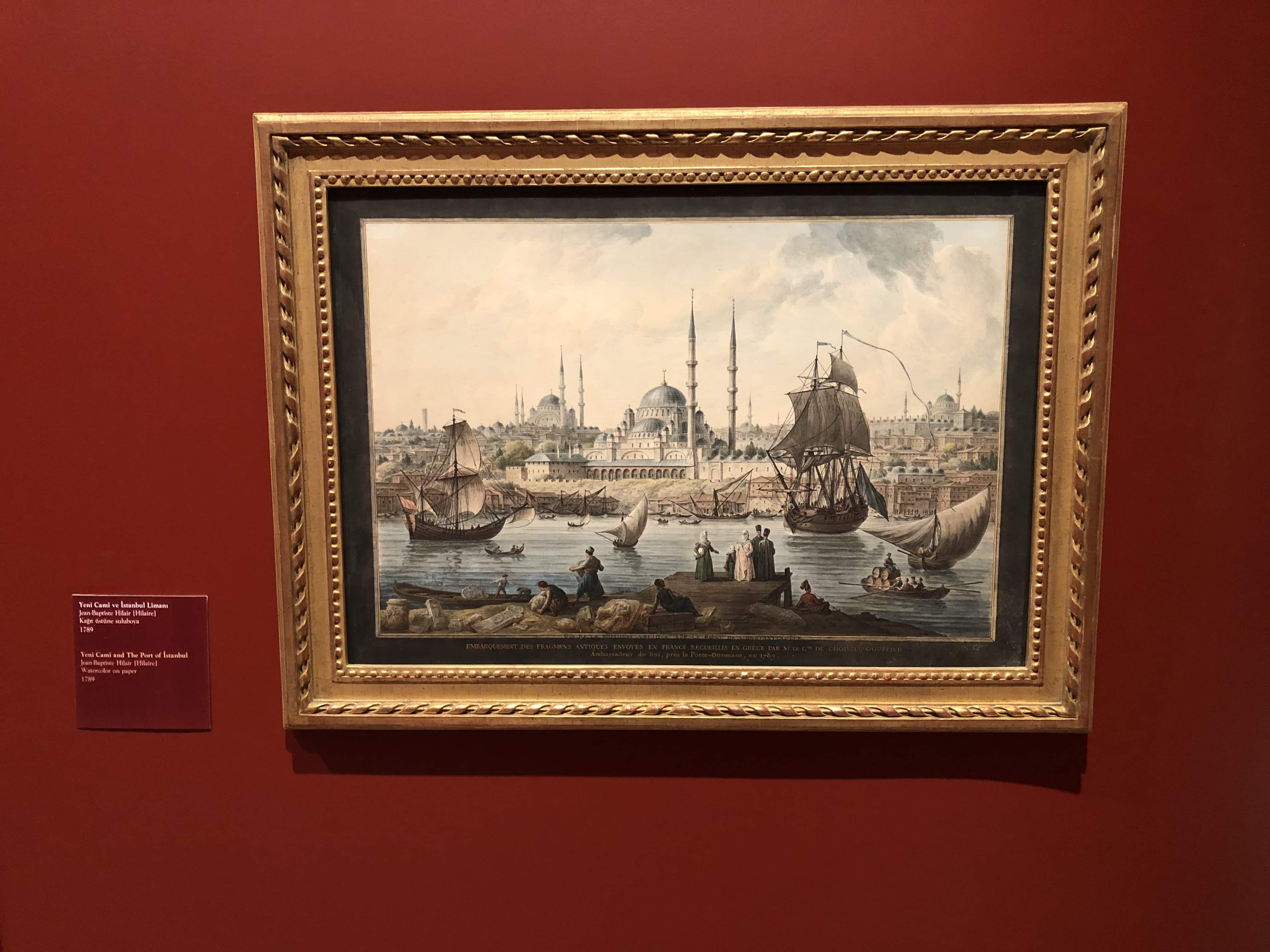 New Mosque and the Port of Istanbul, Jean-Baptiste Hilarie (1789) at the Pera Museum in Istanbul, Turkey