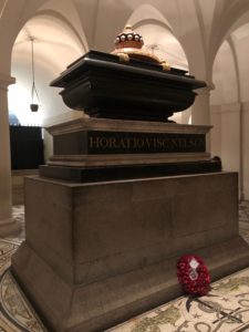 Tomb of Admiral Horatio Nelson in the crypt at St. Paul's Cathedral in London, England