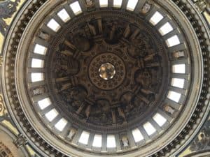 Looking up at the Dome at St. Paul's Cathedral in London, England