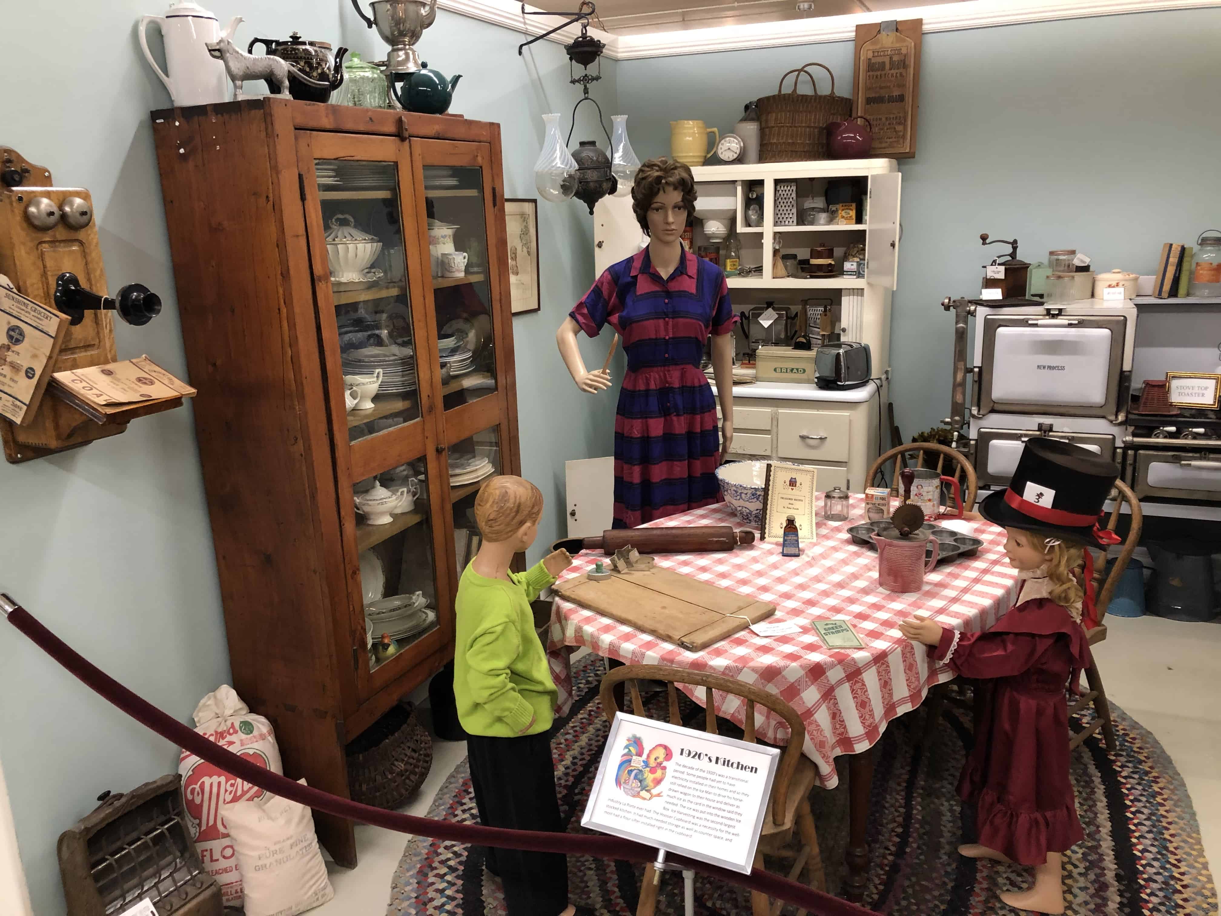 1920s kitchen at the La Porte County Historical Society Museum in La Porte, Indiana
