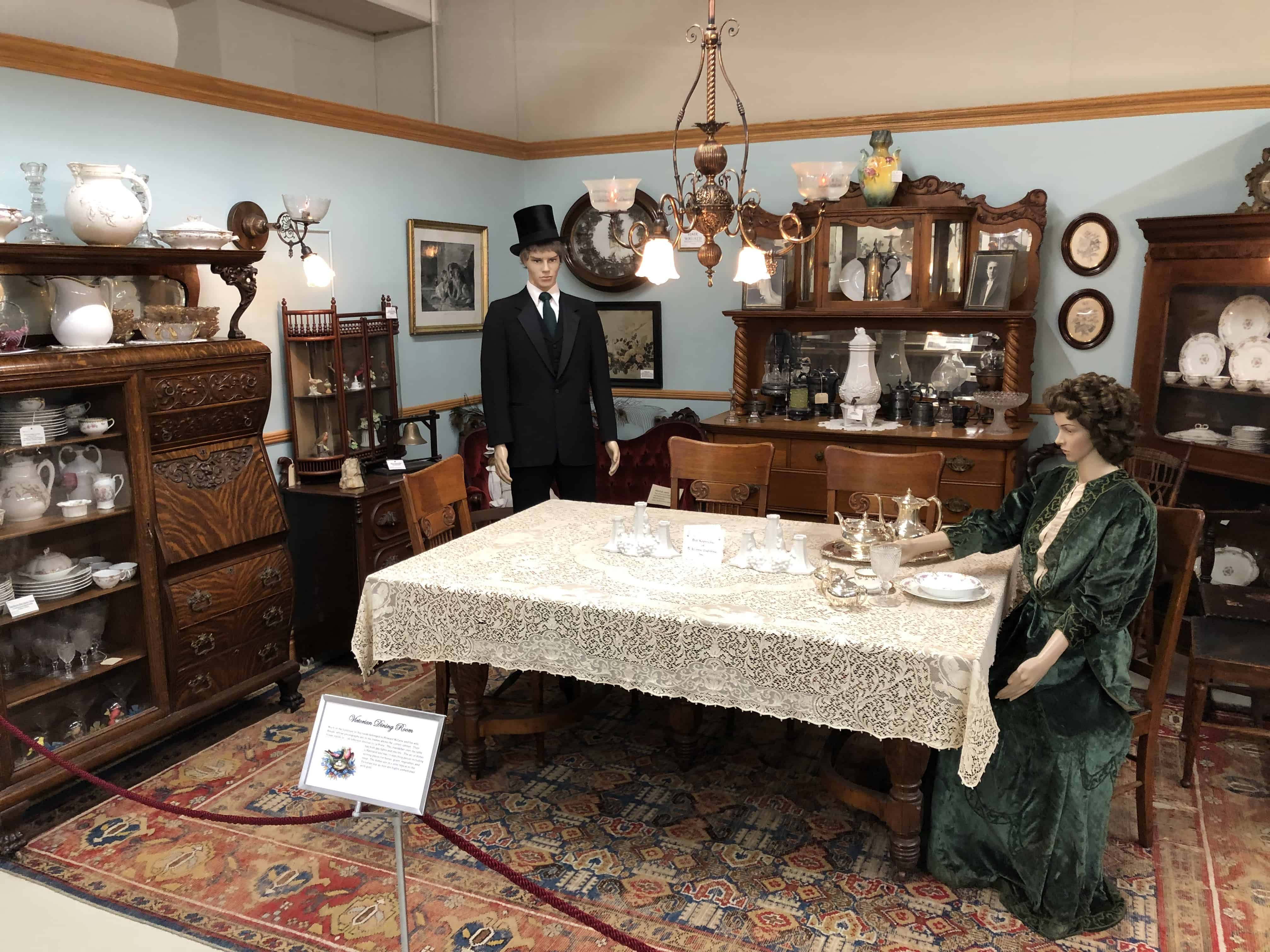 Victorian dining room at the La Porte County Historical Society Museum in La Porte, Indiana