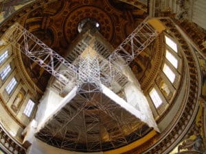 Dome under restoration in 2004 at St. Paul's Cathedral in London, England