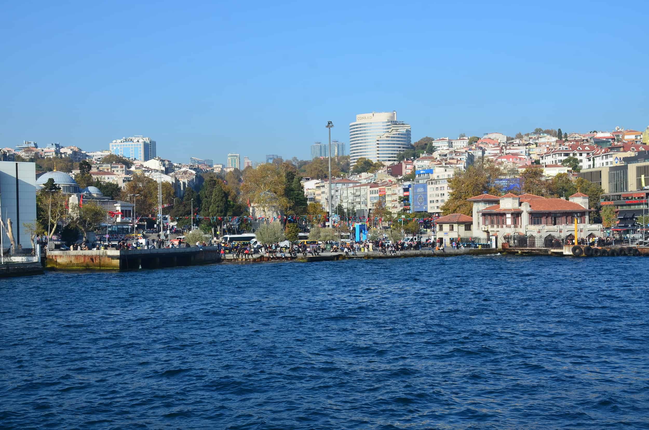 Beşiktaş from the Bosporus in Istanbul, Turkey