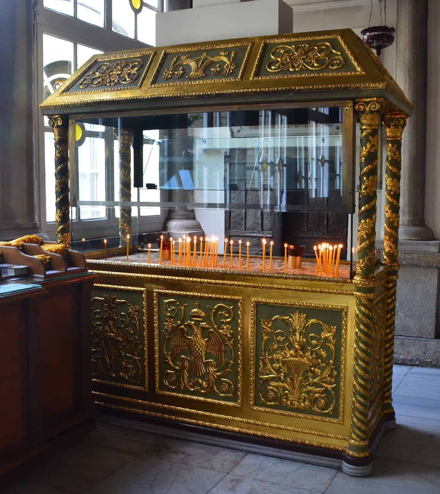 Candle stand at the Church of St. George, Ecumenical Patriarchate of Constantinople in Istanbul, Turkey