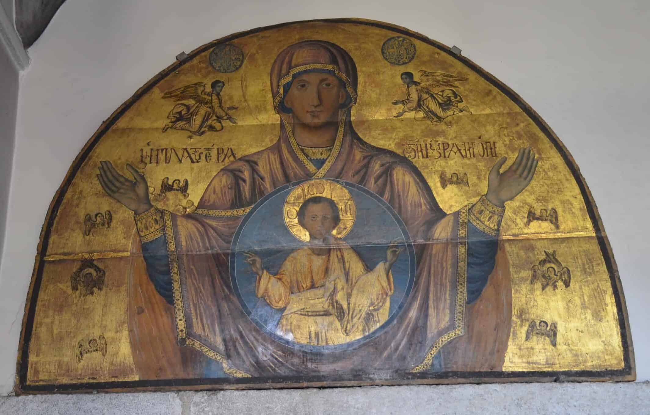 Icon above the door to the left aisle at the Church of St. George, Ecumenical Patriarchate of Constantinople in Istanbul, Turkey